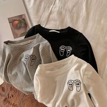 Chen Ma childrens T-shirt 2021 Spring and Autumn new male and female child hem cut long sleeve T baby cartoon printing base shirt