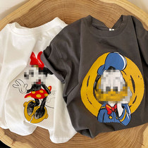Chen Ma 2020 Summer new childrens short sleeve cotton T-shirt children Korean baby cartoon Tang duck parent-child