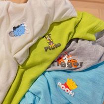 Chen Ma childrens T-shirt 2021 summer new male and female children cartoon short sleeve mask T baby solid color simple base shirt tide