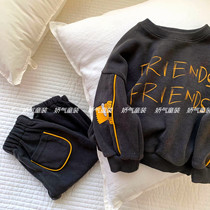 Chen Ma children plus velvet suit male and female children thick sweater pants 2020 winter kindergarten sports two-piece set