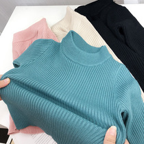 Chen Mas home womens winter Children Baby plus velvet padded sweater semi-high collar base shirt Joker sweater