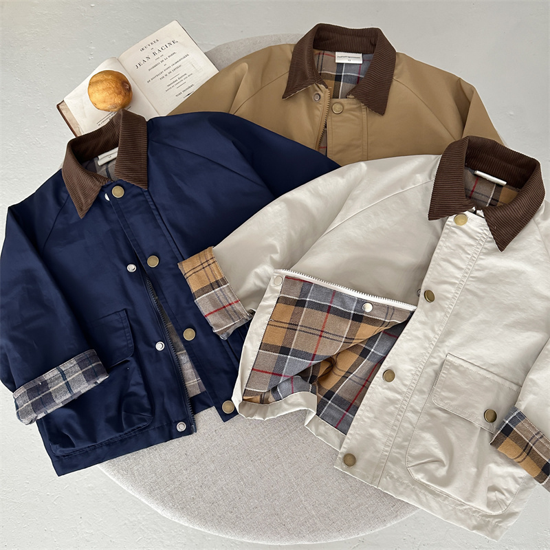 Children's Jacket 2026 Spring and Autumn Boys' Japanese Style Trendy Plaid Jacket Baby Toddler Autumn Stylish Trench Coat Children's Clothing Children's Jacket 2026 Spring and Autumn Boys' Japanese Style Trendy Plaid Jacket Baby Toddler Autumn Stylish Trench Coat Children's Clothing