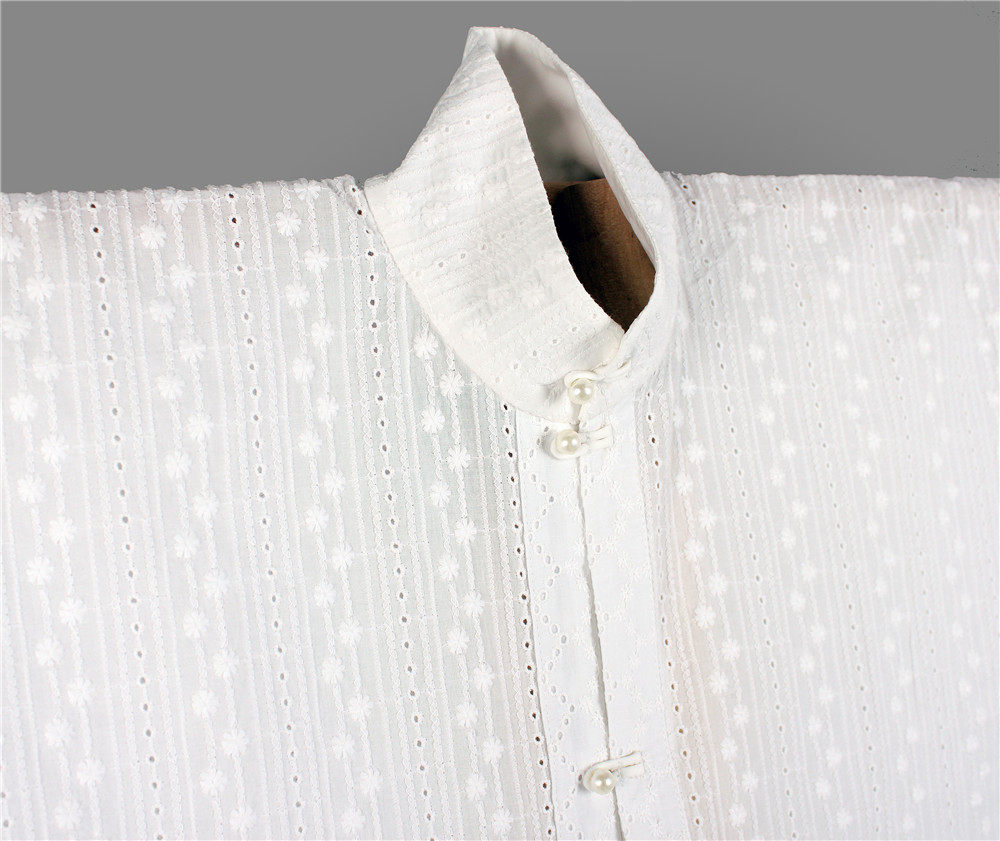 (Spot) Pineal Fasting of the Fasting Exhibitambled with a clear lead Pipa sleeves Short-shirt Handmade pure cotton embroidery