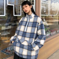 (WUT official store)Stitching plaid half chain pocket stormtrooper jacket High Street hip hop pullover jacket