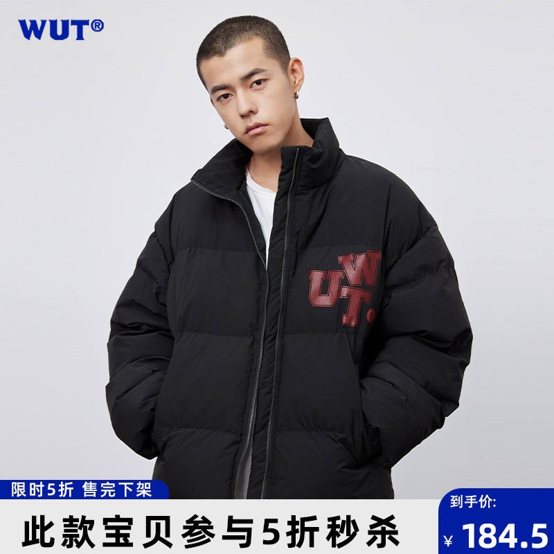 (WUT no sugar brand) Original beating logo retro fluffy thickened cotton clothes autumn and winter warm cotton coat jacket