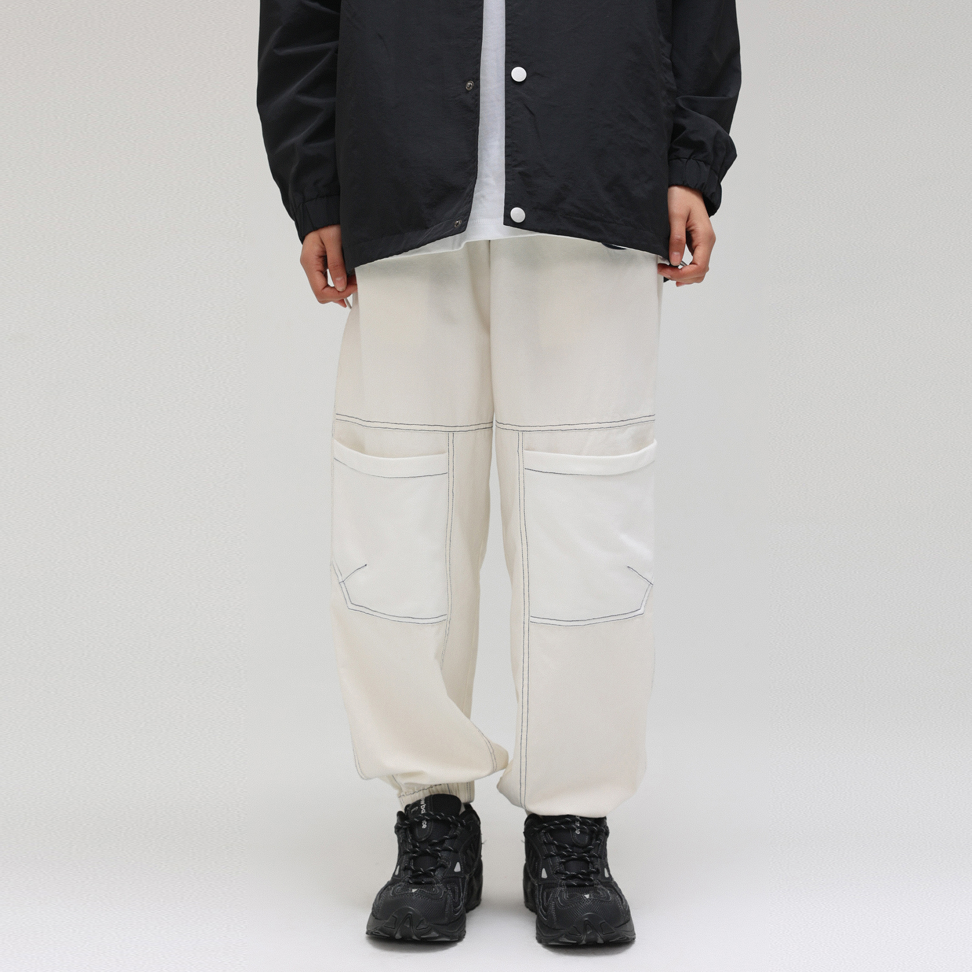 Tide woo exclusive WUT 2021SS white Ming harness mouth pants casual long pants male and female couple national tide cards