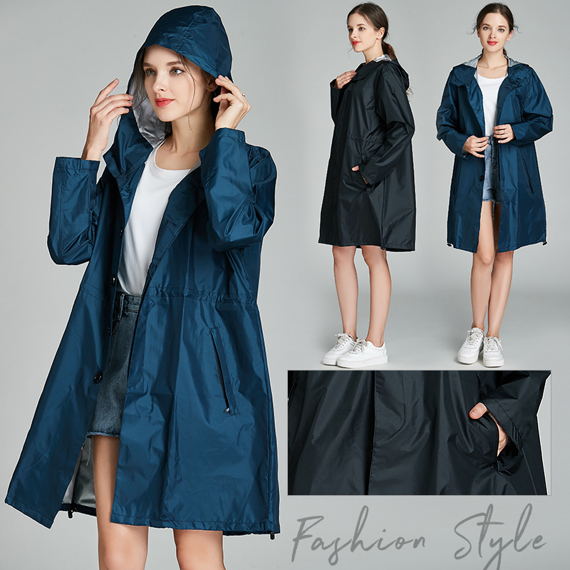 Fashionable Adult Men's and Women's Raincoats, Couple's Short Lightweight Trench Coat-Style Raincoats, Solid Color European and American Waterproof Water Play Clothing for Travel