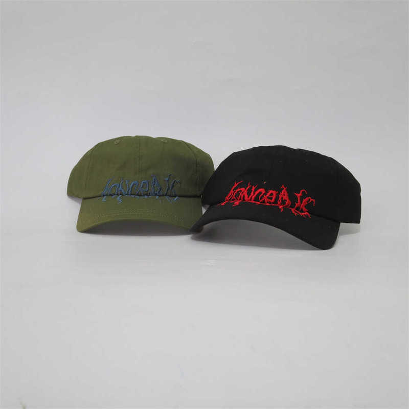 American Street Fashion Brand Snkrs Metal Style Indie Rock Design Soft Top Dad Hat Curved Brim Hat Dadcap