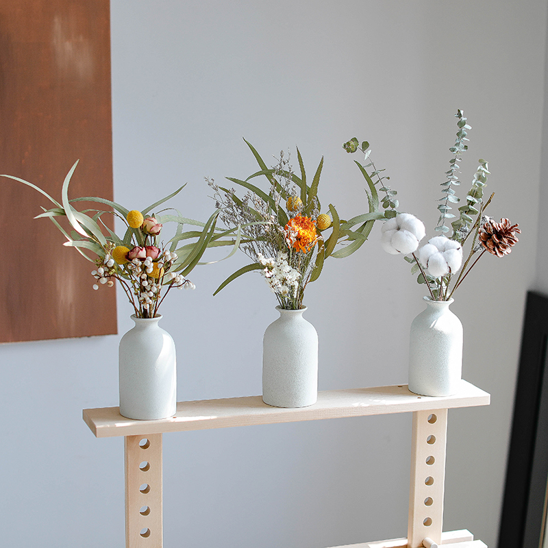 ins simple rough ceramic dry flower vase ornament sunflower eucalyptus rose natural real bouquet Nordic style