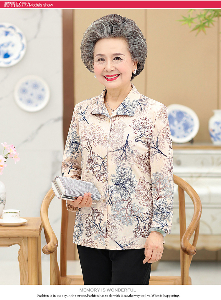 Người cao niên trong tay áo phù hợp với nữ 60-70-80 tuổi mỏng t- shirt cũ quần áo của phụ nữ mùa hè váy bà nạp áo sơ mi áo đầm trung niên
