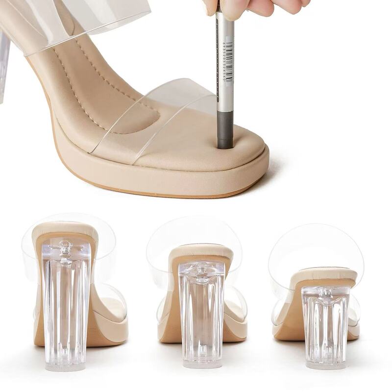 Waterproof Platform soft sole Sandals Genuine Leather Single Strap Transparent High Heels Women's Outerwear Crystal Chunky Heel High Heel Sandals