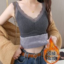 Warm vest womens fleece and thick cotton vest to wear autumn slings students all-match new niche tops autumn clothes