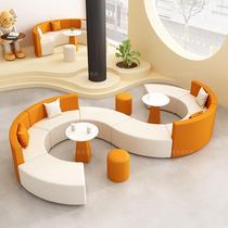 Reception leisure curved special-shaped sofa waiting creative office rest area training institution lobby sofa coffee table