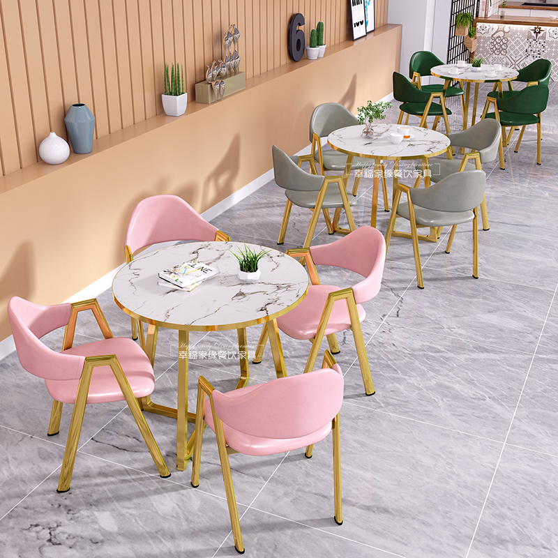 Net Red Milk Tea Beauty Shop Talks Table And Chairs Combination Light Extravagant Small Round Table Balcony Casual Office Reception 4S Store Table