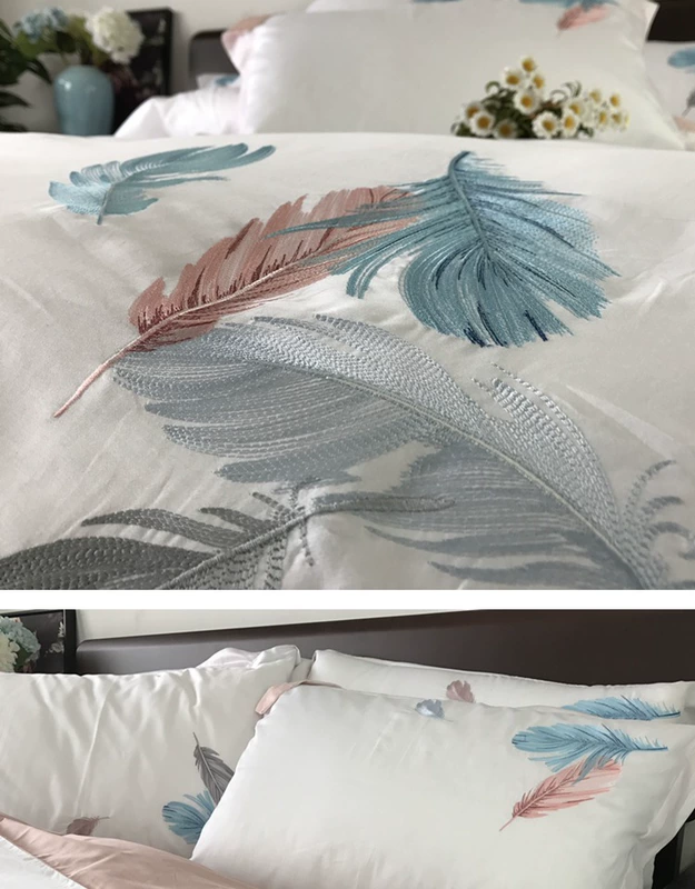Mùa xuân và mùa hè Phong cách Bắc Âu 60 Áo dài lông cotton thêu chủ yếu của Ai Cập - Bộ đồ giường bốn mảnh gối chăn
