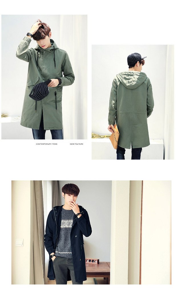 Thanh niên xuân hè Áo khoác cotton Hàn Quốc áo gió nam dài áo sinh viên đẹp trai giản dị áo hoodie thủy triều áo gió mỏng nam