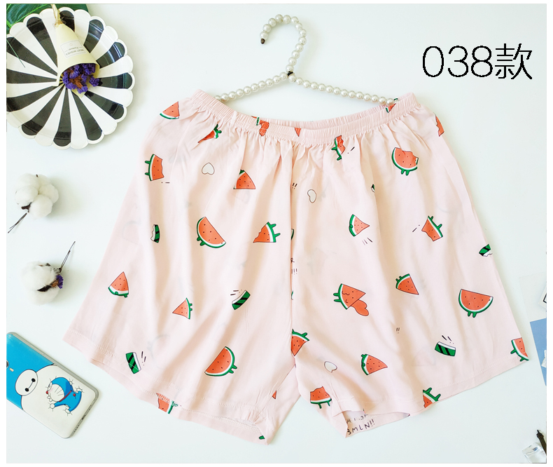 Mian lụa quần pajama nữ mùa hè quần short cotton lụa home shorts mùa hè nhà quần lớn 衩 nhân tạo quần cotton kích thước lớn