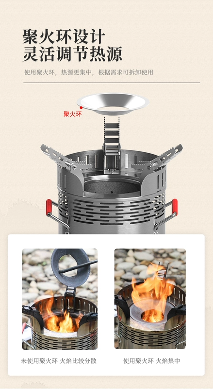 Bulin Q16 Gỗ Ngoài Trời Bếp Ác Liệt Lửa Gỗ Khí Đôi Bếp Di Động Thiết Bị Cắm Trại Gỗ Bếp Ngoài Trời Bếp bếp than cắm trại bep nuong du lich