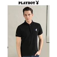 Playboy ngắn tay áo polo thời trang màu đen ve áo thanh niên kinh doanh bình thường thêu T-Shirt cotton nam áo sơ mi áo polo dài tay