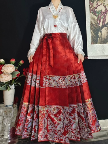 Красное ханьфу, длинная юбка, комплект, китайский стиль, длина макси