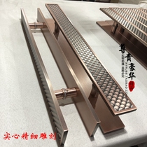 Hotel door handle Antique push-pull glass door to install bronze door handle black new Chinese handle customization