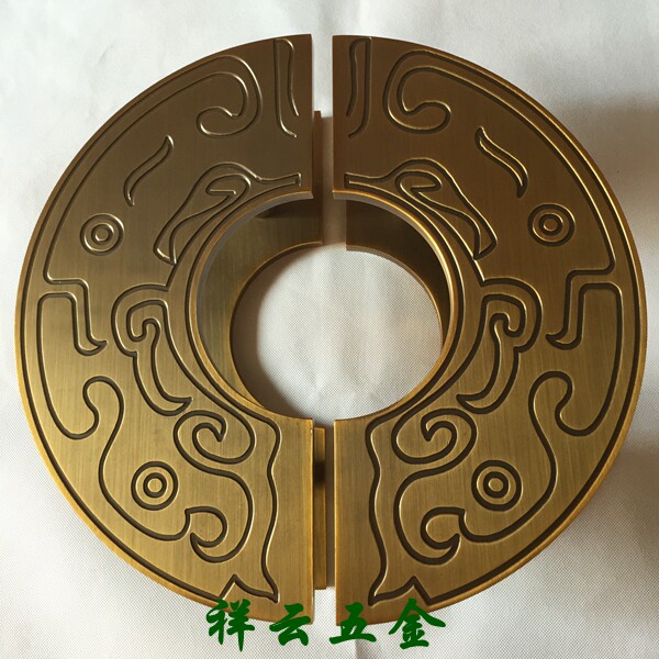 Chinese antique semicircular door handle Glass door Wooden door handle Xiangyun red bronze hotel door handle