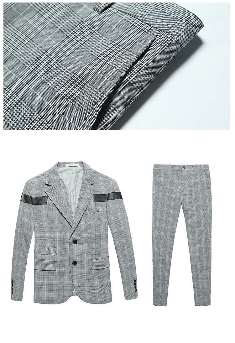 Bộ đồ vest nam 2018 kẻ sọc Slim thanh niên xã hội đẹp trai kiểu tóc phù hợp với phiên bản Hàn Quốc hai bộ quần nam ống rộng