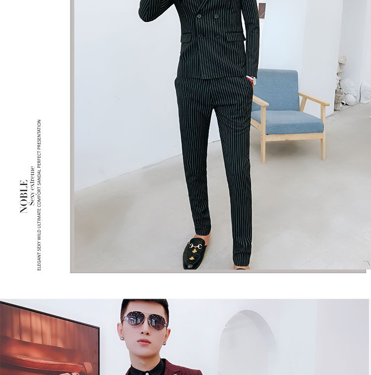Bộ đồ vest nam phiên bản Hàn Quốc của chàng thanh niên đẹp trai phù hợp với câu lạc bộ đêm xu hướng áo ngực đôi phù hợp với mùa thu áo vest nam cao cấp