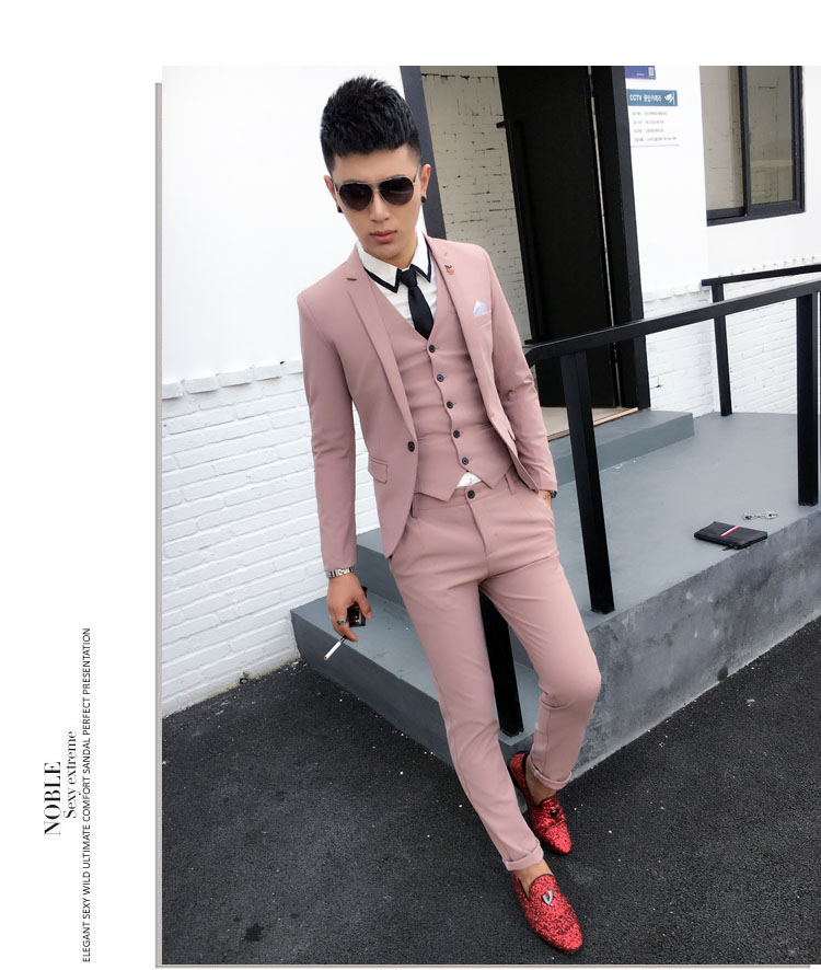 Thanh niên mùa thu đông 2018 Phong cách Anh phù hợp với quần tây nam ba mảnh hộp đêm kiểu tóc phù hợp với nhỏ áo nam đẹp