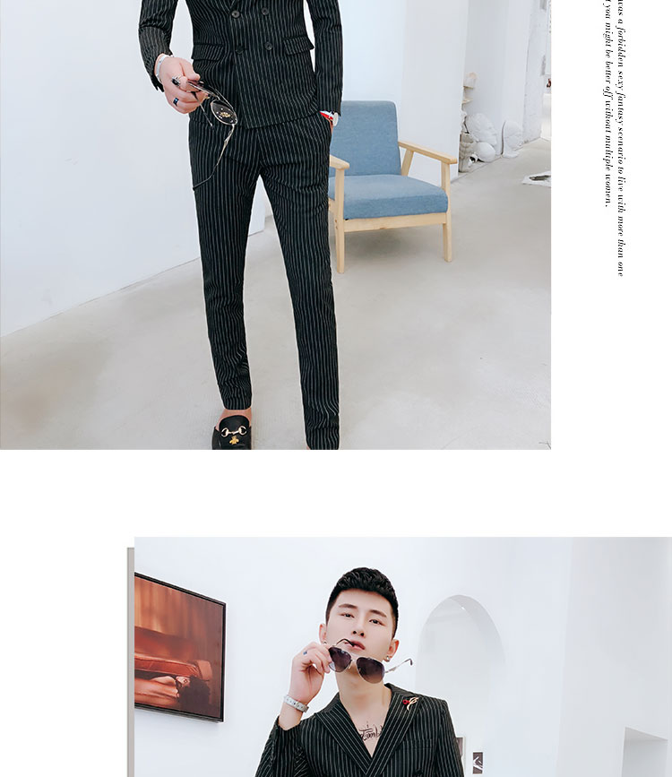 Bộ đồ vest nam phiên bản Hàn Quốc của chàng thanh niên đẹp trai phù hợp với câu lạc bộ đêm xu hướng áo ngực đôi phù hợp với mùa thu áo vest nam cao cấp