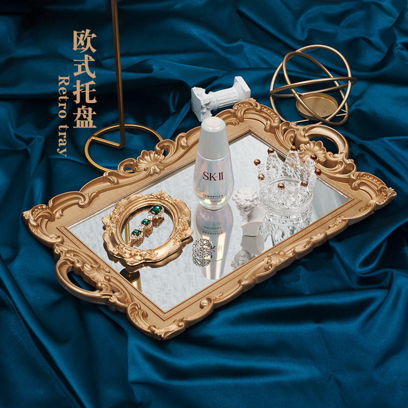 Eurostyle Retro Mirror Nursery Ornament Decoration Display Pan Containing Pendulum Photo Photographic Props High-end Beauty Makeup Background