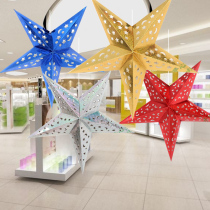 Christmas decorations Five-pointed star pendant Shopping mall shop ceiling New Years Day decoration pendant scene layout