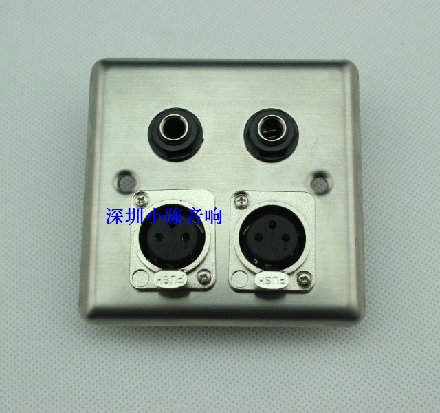 Cannon panel 86 stainless steel panel KTV audio wall plug welding dual channel 6 5 6 35 Cannon female head