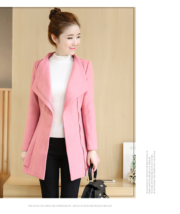 Áo khoác len eo dài phần thon gọn giảm béo dày đầm đầm len nữ mùa thu đông áo dạ kiểu hàn quốc