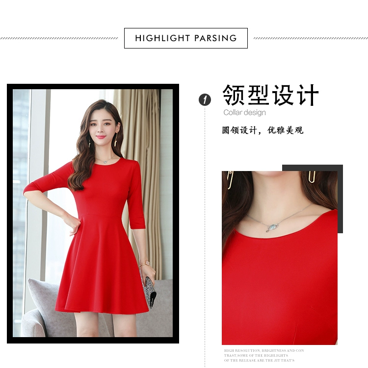 Thu đông 2019 phiên bản Hàn Quốc mới của những chiếc đầm thon dài tay thon gọn nữ nhỏ cao eo eo khí chất mùa xuân - Sản phẩm HOT