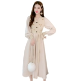 Трикотажное вельветовое осеннее демисезонное платье, коллекция 2022, городской стиль, в западном стиле