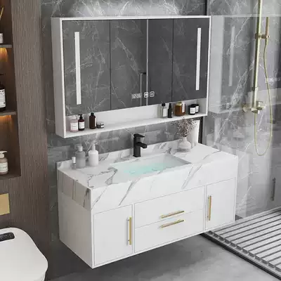 Light luxury smart marble bathroom cabinet combination dressing room wash Table Rock board one wash basin basin cabinet