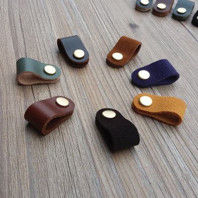 Simple leather data cable storage, headphone hub, charging cable organization, cowhide usb collector coil mini new product