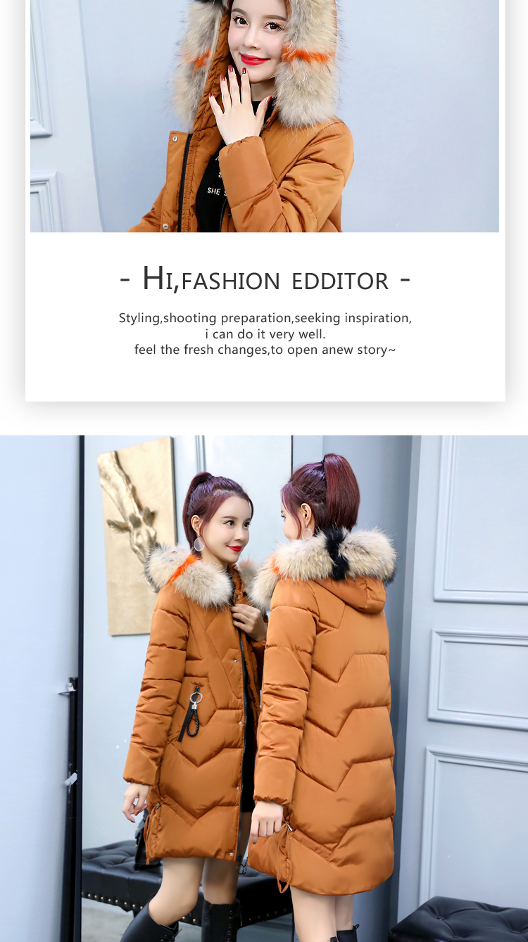Trong phần dài của phụ nữ cotton 2018 cổ áo lông mùa đông phiên bản Hàn Quốc của chiếc áo khoác mỏng XL dày lên xuống áo bông áo phao dáng dài nữ