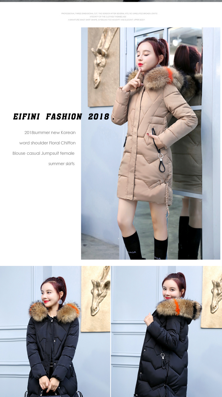Trong phần dài của phụ nữ cotton 2018 cổ áo lông mùa đông phiên bản Hàn Quốc của chiếc áo khoác mỏng XL dày lên xuống áo bông áo phao dáng dài nữ