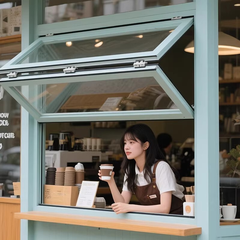 Up and down Folding Windows, Flip-Up Windows, Glass Windows, Sliding Lifting Windows for Milk Tea and Coffee Shops, Kitchen Counters, Aluminum Alloy Windows
