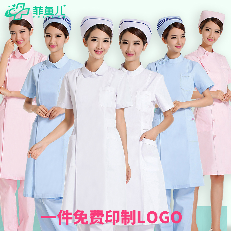 Filfish Pediatrist Short Sleeve Summer Women Drugstore Workwear Spring Partial Collar Beauty Salon Front Desk Hospital White Coat