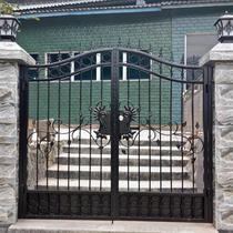 Customized iron courtyard door European style villa double open gateway garden gate gate rural wall door