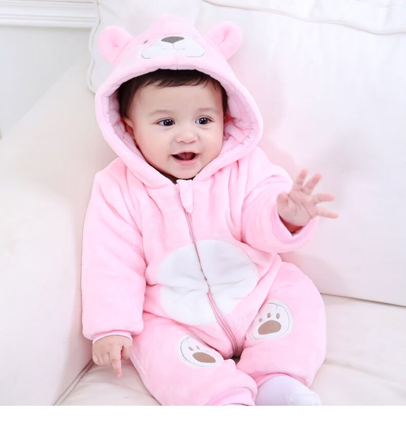 Quần áo trẻ em nam nữ dễ thương Áo cotton một mảnh 0-12 tháng mùa đông Quần áo hình thú dày romper bộ quần áo liền thân cho bé