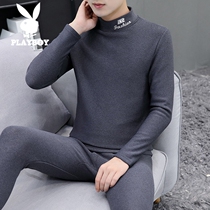 Playboy thermal underwear mens suit youth lamb cashmere plus velvet thickened mens winter slim autumn trousers
