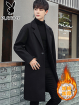 Playboy long trench coat mens 2021 autumn and winter New woolen coat mens thick woolen coat mens