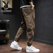 Playboy spring and autumn casual pants men Korean version of the trend loose beam foot ankle-length pants tooling Harlan mens pants