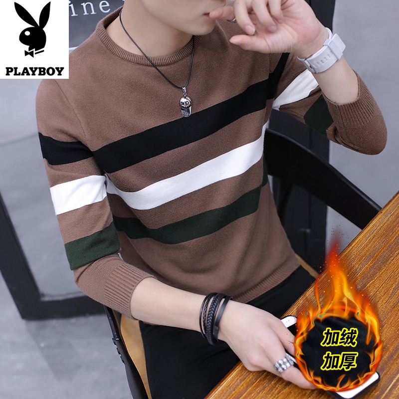 Playboy mùa đông cao cổ áo len nam dày ấm quần áo của nam giới Hàn Quốc phiên bản của tự trồng knit đáy áo triều