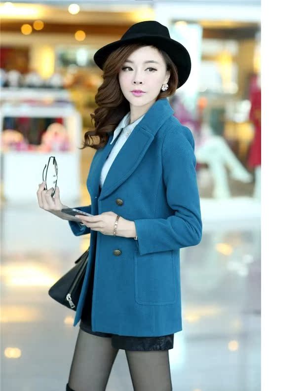 2017 mùa thu đông mới Thời trang Hàn Quốc kích thước lớn nữ béo mm đôi ngực đại học áo len dài nữ - Áo Hàn Quốc áo dạ kẻ caro nữ dáng dài