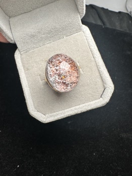 Pure natural ghost ring, 925 silver inlaid with live mouth, stone size 16*29mm, weight 10 grams, fidelity